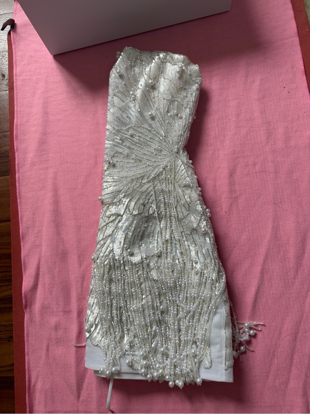 Strapless Sequin Cocktail Dress in Iridescent White - Picture 4 of 8